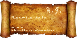 Miskovics Gyula névjegykártya